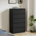 thumbnail image 5 of Hommpa Black Dresser for Bedroom, 6 Drawers Dresser for Closet, Chests of Drawers for Women, Wooden Modern Storage Cabinet for Living Room, Hallway Entryway, Home, Office 27.6"L X 15.7"W X 48"H, 5 of 12