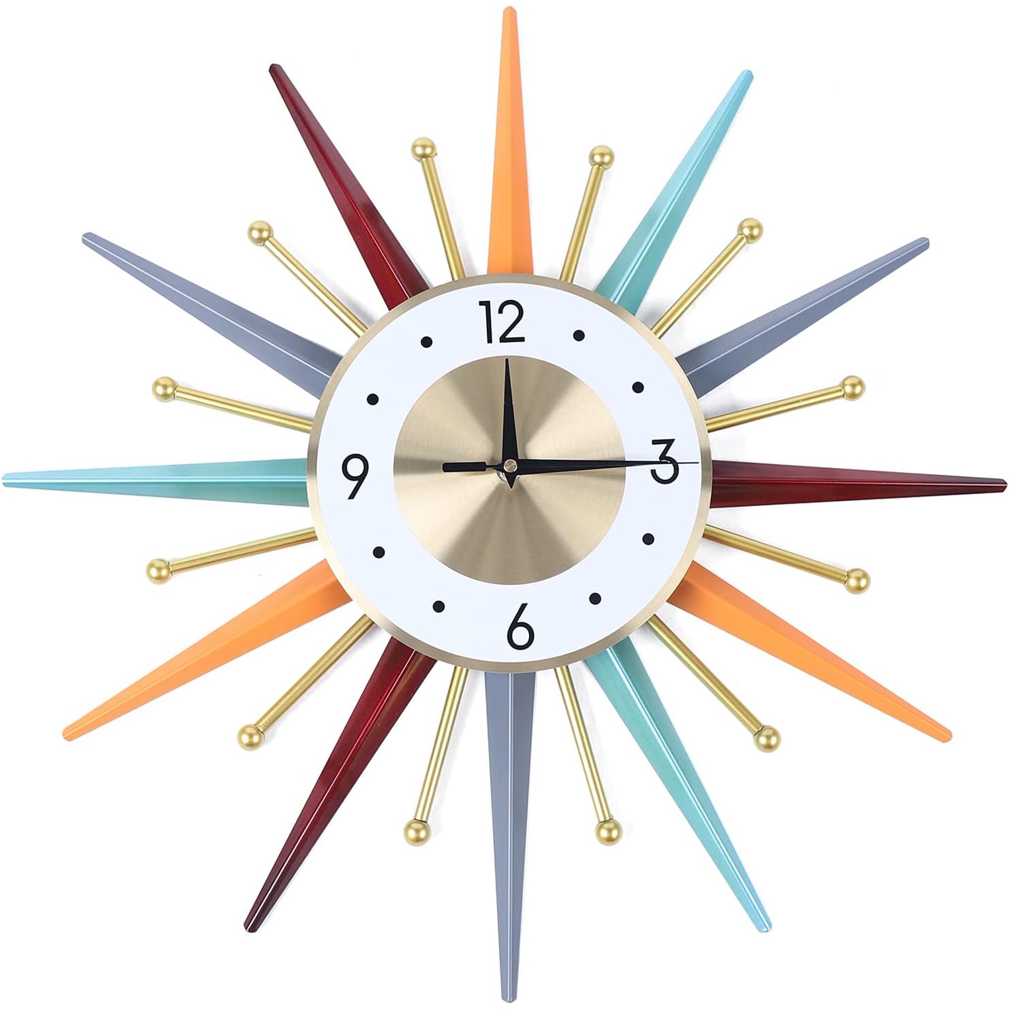 Miumaeov Modern Wall Clock,Colorful Mid Century Home Decor Wall Clock,Quiet Quartz Movement Wall Clocks for Living Room Cafes Hotels