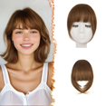 thumbnail image 1 of Cabello humano real Barsdar con clip in Bangs para mujer, color marrón, 1 of 8