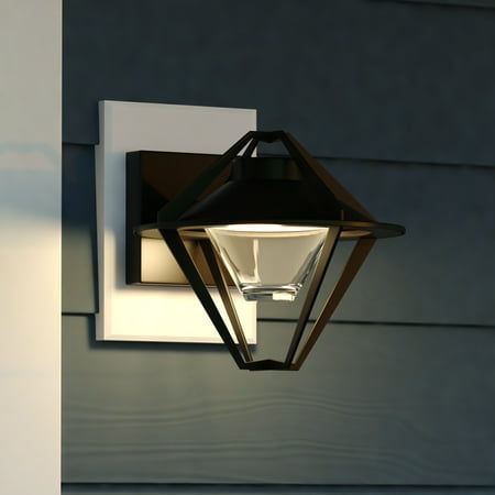 

Jackson Steel 1 Light Integrated LED Black Contemporary Outdoor Wall Lantern Clear Glass