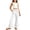 White, variant on Kids 4-14Y Cotton Linen Flared Pants Set, White Round Neck Tank Top Wide Leg Trousers with Pockets, Casual Summer 2-Piece Outfit for Girls White 13 Years