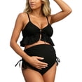 thumbnail image 3 of Maternity Swimwear For Low Back Swimsuit With Adjustable Drawstring And Metallic Detail For Pool Beach/Black/L, 3 of 5