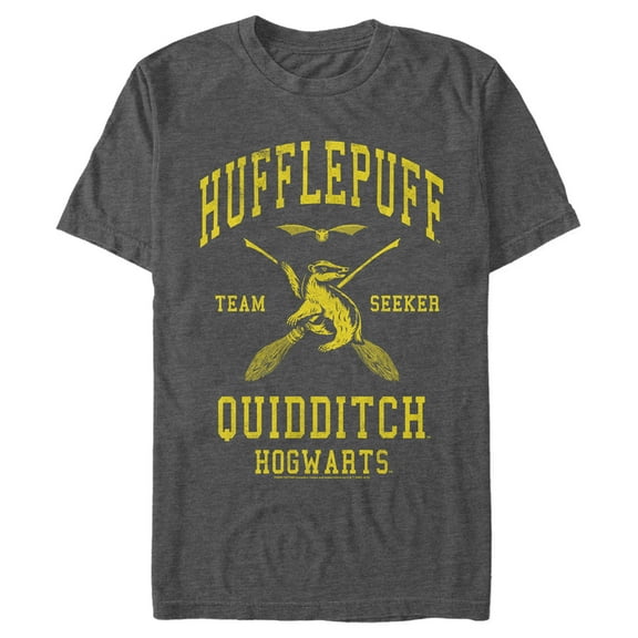 Men's Harry Potter Hufflepuff Quidditch Seeker  Graphic Tee Charcoal Heather 3X Large