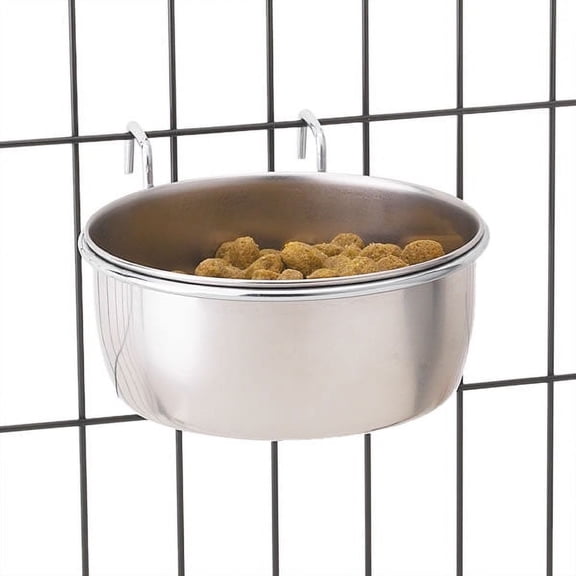 Dog Bowl Classic Stainless Steel Hanging Crate Cup Bowls For Dogs - Choose Size (26 Ounces)