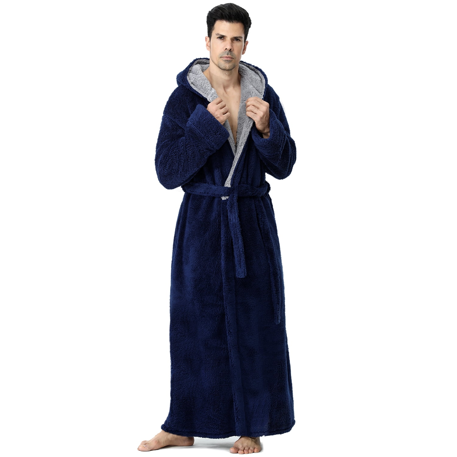 ZFSOCK Long Robes for Men with Hood Pockets,Soft New