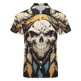 thumbnail image 4 of Indian Devil Skull Men Zipper T-shirt Summer Casual Short Sleeve T-shirt Top, 4 of 7