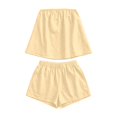 thumbnail image 5 of OOOUM Women 2 Piece Matching Outfits Strapless Smocked Top Elastic Waist Shorts Set Light Textured Woven Fabric Solid Color Casual Summer Clothing Set Light Yellow XL, 5 of 5