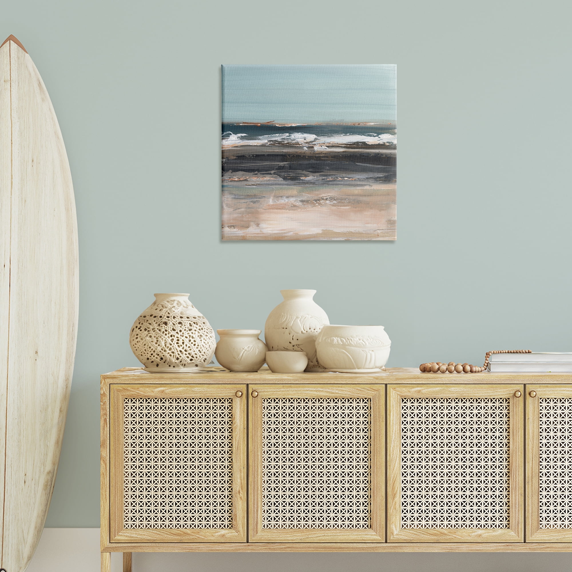 Stupell Industries Moody Grey Beach Waves Landscape & Nature Painting Wrapped Canvas Art Print Wall Art, 30 x 30