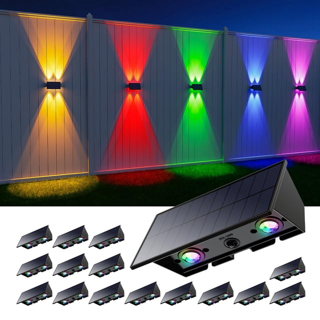 Luces solares de pared para exteriores Roopure, paquete de 16, que cambian de color