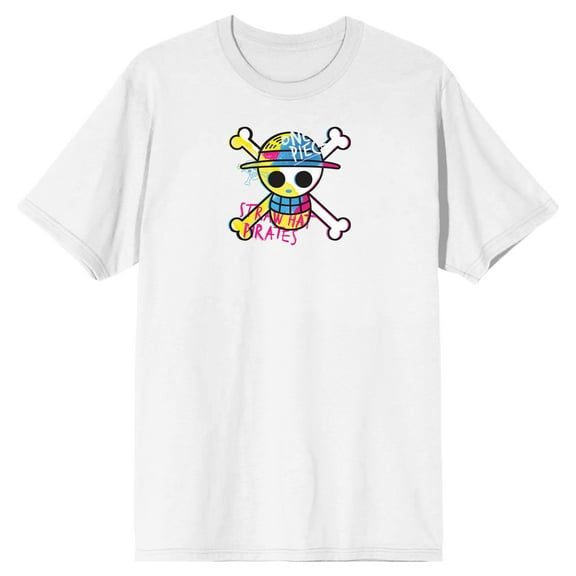 One Piece Live Action Straw Hat Pirates Logo Crew Neck Short Sleeve Men's White T-shirt
-Medium