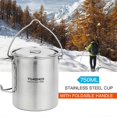 thumbnail image 3 of 750ml Stainless Steel Pot Portable Water Mug Cup with Lid and Foldable Handle Outdoor Camping Cooking Picnic, 3 of 5