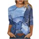 thumbnail image 1 of Camiseta estampada a la moda para mujer, blusa de manga 3/4 de longitud media, cuello redondo, camisetas informales Pompotops  FGAJ2180, 1 of 5