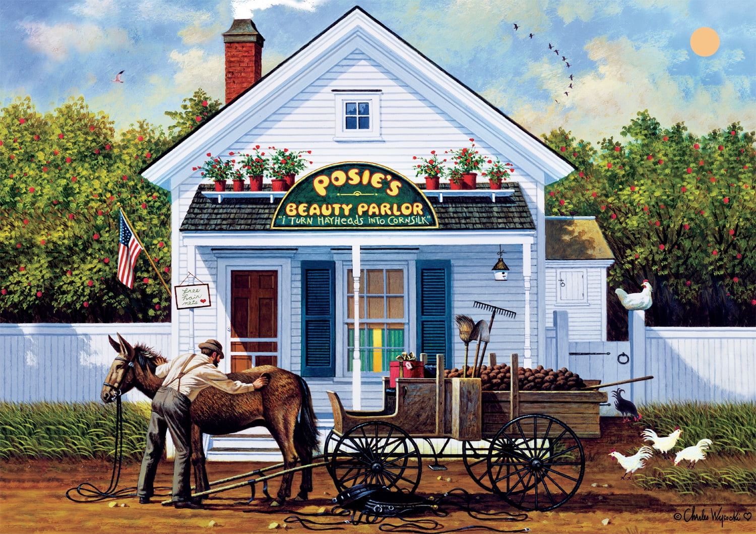 Buffalo Games 300-Piece Charles Wysocki Posie's Beauty Parlor Interlocking Jigsaw Puzzle
