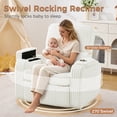 thumbnail image 4 of BaseBeauty 26" Power Swivel Rocker Recliner, Oversized Swivel Glider Recliner with Adjustable Headrest, Nursery Glider Recliner with Cup Holders and Storage, White, 4 of 8