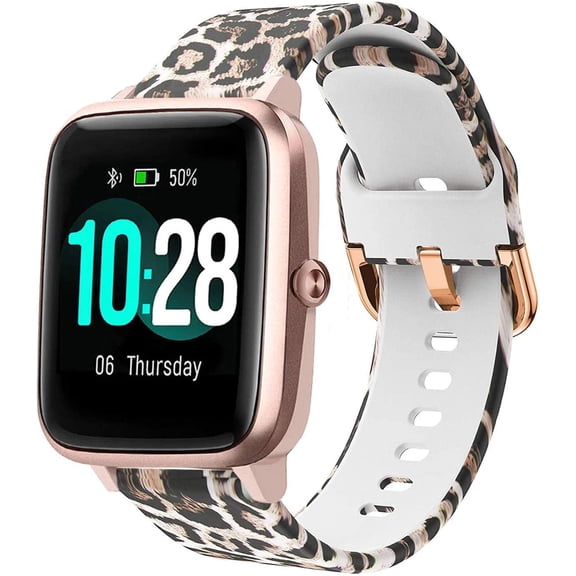 Bands Compatible with 19mm ID205L Veryfitpro Smart Watch, Quick Release Soft Silicone Fadeless Pattern Printed Floral Replacement Band for ID205L, ID205G ID205 ID205U ID205S