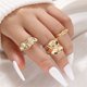 thumbnail image 2 of Punk 3pcs/set Chunky Irregular Cuff Rings for Women Geometric Adjustable Open Finger Nail Rings Fashion Statement Jewelry Girls, 2 of 4