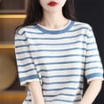 thumbnail image 4 of BUIGTTKLOP Cotton Sweaters for Women Short Sleeve Knit Tops Hollow out Crewneck Pullover Top, 4 of 6