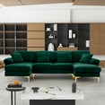 thumbnail image 3 of Rophefx 114" Sectional Sofa for Living Room,Modern Velvet Couch,U-Shaped Sofa with Chaise and Ottoman,Green, 3 of 10