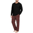 thumbnail image 6 of VV AVEORS Mens Pajama Set Pjs Christmas Plaid Sleepwear Cotton Lightweight Long Sleeve Pjs Soft Comfy Sleep Set With Pocket Red 2XL, 6 of 8