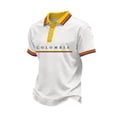 thumbnail image 2 of Colombia 2026 Soccer Cup Fan Jersey for Men, Short Sleeve Polo Shirt with Cityscape & Tricolor Graphic, Breathable Mesh Sports Top, 1 PC White XL, 2 of 5