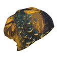 thumbnail image 2 of Honeii Elegant Gold Leaf Peacock Print Kids Knit Beanie Watch Hat ,Knit Cap for Boys and Girls, 2 of 7