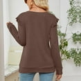 thumbnail image 5 of gakvbuo Fall Women Casual Solid Long Sleeve Ruffles Hoodie V-Neck T-Shirt Blouse, 5 of 6