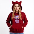 thumbnail image 3 of Pop cazadora para niña Demon Hunters Women's Fashion Cat-Ear Crop Top Hooded Sweatshirt （Red）, 3 of 4