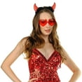thumbnail image 3 of FUNCREDIBLE Devil Horns Headband Glasses Set | Glitter Devil Ears Headband with Heart Shaped Devil Glasses, 3 of 8