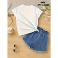 thumbnail image 2 of Girls' Cute Capybara Graphic Short Sleeve T-Shirt - Comfortable, Casual, and Versatile Summer Top for Outdoor Wear, Adorable Cartoon Capybara and Candle Design, Capybara T Shirt, 2 of 6