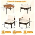 thumbnail image 2 of 7 Piece Patio Furniture Set, PE Rattan Outdoor Conversation Set with Sectional Sofa, Acacia Wood Tabletop, Cushions and Pillows for Backyard, Porch, Balcony, Deck, 2 of 8