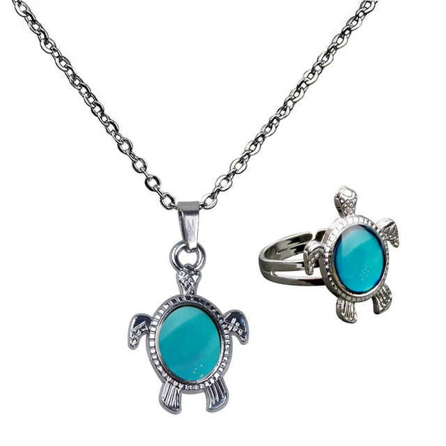 Esquirla Mood Pendant Necklace Cute Turtle Choker Colored Mood Change Color -