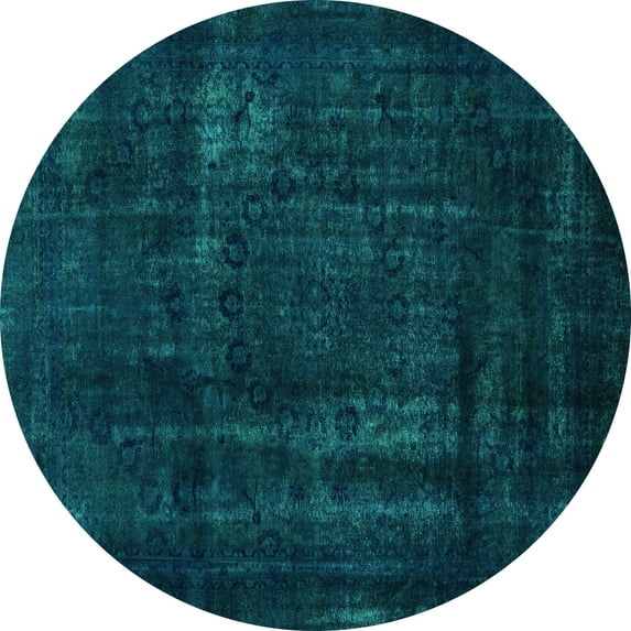 Ahgly Company Indoor Round Persian Turquoise Blue Bohemian Area Rugs, 5' Round