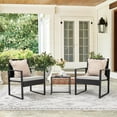 thumbnail image 7 of Flamaker 3 Pieces Patio Furniture Outdoor Wicker Modern Rattan Chair Conversation Sets with Coffee Table for Yard, Bistro(White), 7 of 7