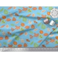 thumbnail image 3 of Soimoi Blue Rayon Crepe Fabric Insect,Berries & Leaves Clip Art Print Fabric by The Yards 46 Inch Wide, 3 of 3