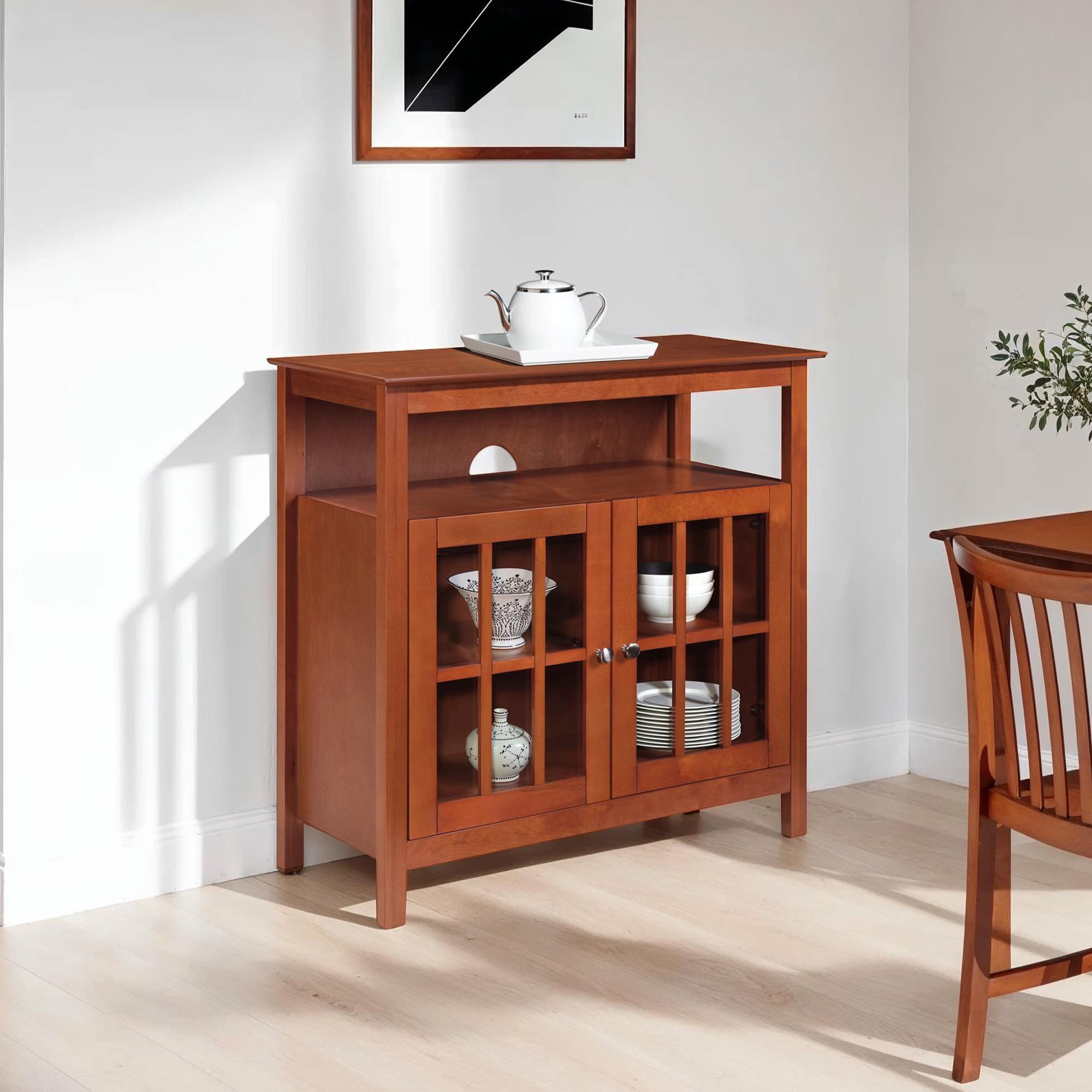 Convenience Concepts Big Sur Highboy TV Stand with Storage Cabinets for TVs up to 40 Inches, Cherry