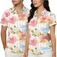 thumbnail image 7 of Lorytime Valentine Shirts for Women Button down Unisex Roses Heart Bow Hawaiian Shirt Collared Short Sleeve Tops White 3XL, 7 of 7