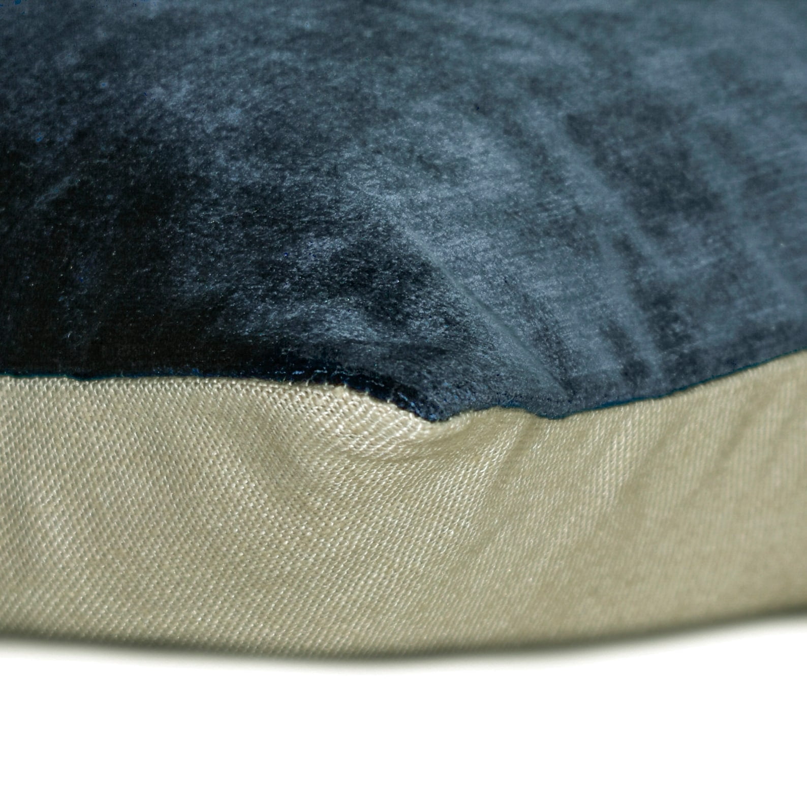 The HomeCentric Decorative Blue Pack of 2, 12"x20" (30x50 cm) Lumbar Pillow Cover, Velvet & Linen Solid Color Block Oblong Pillow, Patchwork Pattern Modern Style - Velutinous Blue