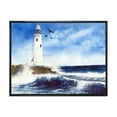 thumbnail image 1 of Designart Lighthouse On The Rocky Island With Seagulls FLOAT FRAME WALL ART, 1 of 4