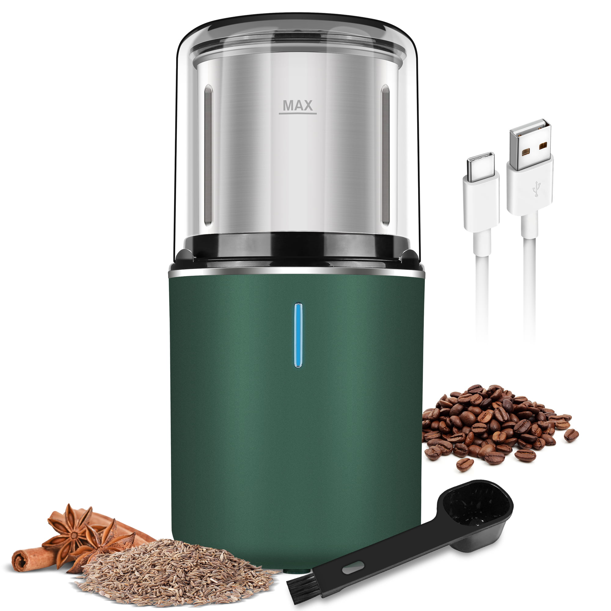 Herbs Black QIN Precision Electric Spice/Coffee Adjustable Setting Grinder Mill With Large Grinding Capacity Also for Spices Grains Nuts