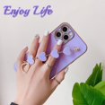 thumbnail image 4 of Case for iPhone 12 Pro Max, Love Heart Chain Wrist Bracelet Strap Cute Girls Case Soft Bumper Electroplated Design Silicone Shockproof Phone Cover for iPhone 12 Pro Max 6.7", Purple, 4 of 5