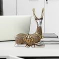 thumbnail image 6 of deevoka Deer Statues Reindeer Figurines Nordic Imitation Rattan Miniature Ornaments Deer Sculptures for Table Office Shelf Decor Gift silver sit, 6 of 9
