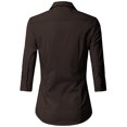 thumbnail image 3 of Doublju Women's 3/4 Sleeve Slim Fit Button Down Dress Shirt (Plus Size Available), 3 of 5