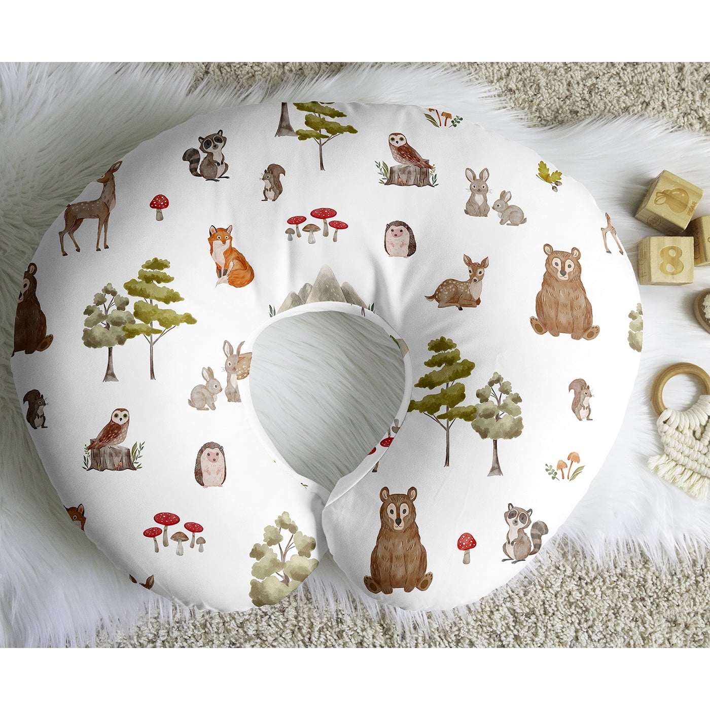 Sweet Jojo Designs Watercolor Woodland Forest Animals Boy, Girl, Unisex/Gender Neutral Nursing Pillow Cover Case (Pillow Not Included)