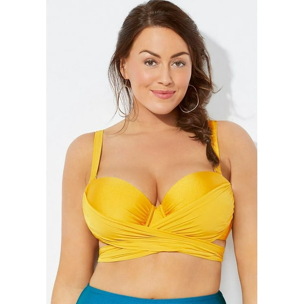 Swimsuits For All Women's Plus Size Crisscross Cup Sized Wrap Underwire