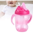 thumbnail image 4 of ZHAOCHENG Vaso para sorber con pajita, biberón portátil de 260 ml con asas de pajita, accesorios para bebederos de entrenamiento para alimentación con agua(rosa), 4 of 4