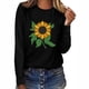 thumbnail image 2 of Blusa negra suelta informal de manga larga con estampado de cuello redondo para mujer Pompotops  gfhjh2225, 2 of 5