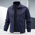 thumbnail image 2 of FYEGRE Men's Lightweight Stretch Workwear Jacket Breathable Loose Fit Stand Collar Zipper Outerwear For Daily Wear Outdoor Hiking Spring Summer Casual Blue L, 2 of 3