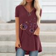 thumbnail image 2 of T-Shirt Long à Manches Courtes Col en V Imprimé Décontracté pour Femmes Grande Taille, 2 of 5