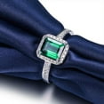 thumbnail image 5 of Classic Halo Art Deco 1.75 Carat Green Emerald 7x5mm Emerald Cut Moissanite Diamond Engagement Ring in 10k White Gold, 5 of 5