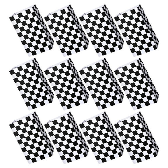 unbranded  12 PCS Candy Racing Black White Checkered Gift Bag